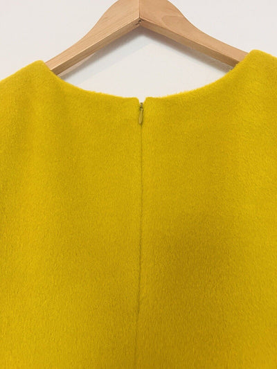 J. CREW Fuzzy Mustard Yellow Blouse Sz 8 Short Sleeve Top Lined Cropped Zip Back