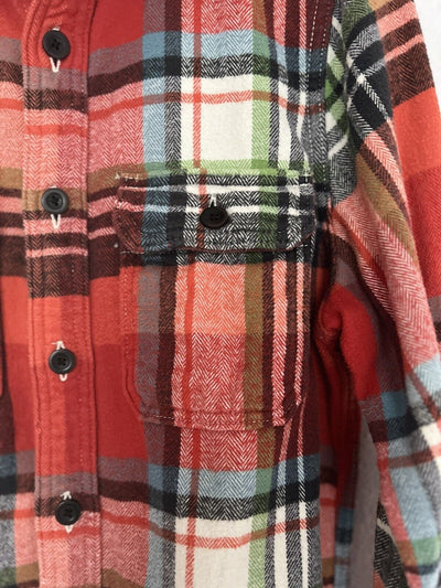 HOLLISTER Red Plaid Heavy Flannel Shirt Sz S Long Sleeve Botton Down Outdoors