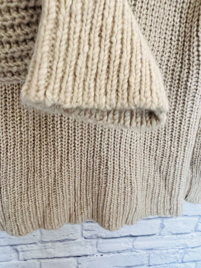 SANCTUARY NWT Chunky Knit Sweater Sz M Long Sleeve V-Neck Cotton/Alpaca Hi-Low
