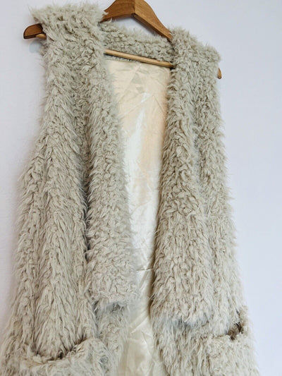 Unbranded Jacket Faux shaggy Sherpa Fur Vest Waterfall Front Sleeveless Lined