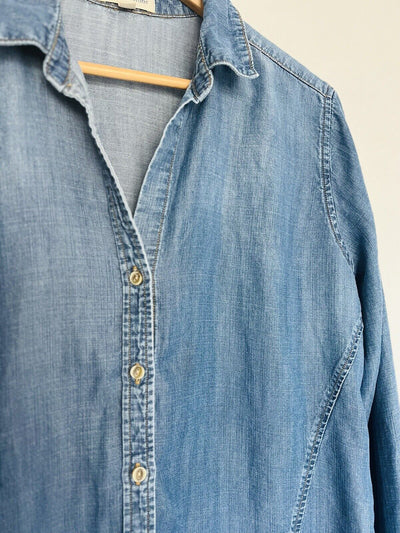 ANTHROPOLOGIE Cloth & Stone Chambray Shirt Sz L Long Sleeve Button Down