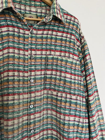 The Territory Ahead VTG Men Knit Shirt Sz XL Long Sleeve Button Down Cotton