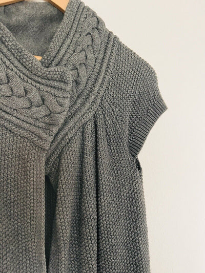 ARMANI EXCHANGE Knitted Short Sleeve Cardigan Sz S Cable Knit Collar Open Front