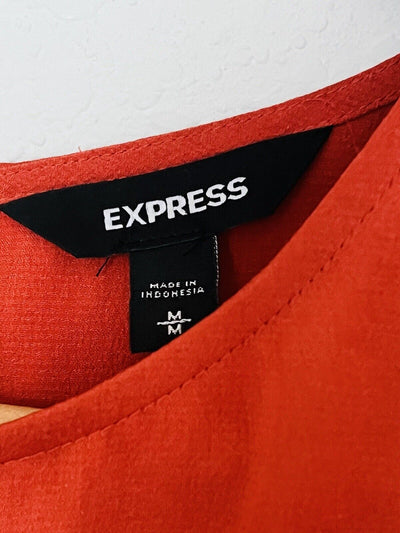 EXPRESS Ruffled Blouse Sz M Rust Color Cropped Zip Open Back