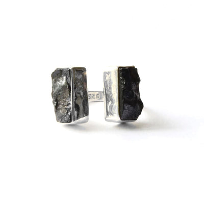 Bohemian 925 Sterling Silver Rings Boho Double Lava Stone Boho Style Gypsy Style