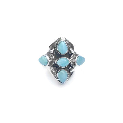 Fleur Larimar Sterling Silver Ring Freya Branwyn Boho Gypsy Style Heavy Rings
