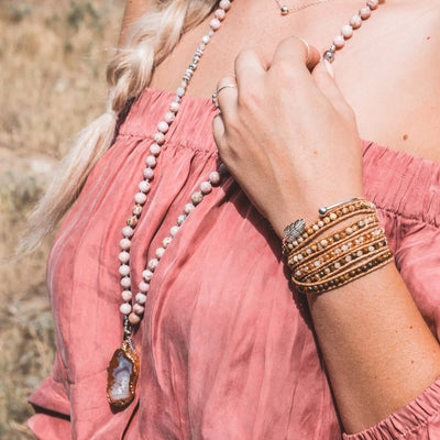 Blush Gilded Agate Necklace-Necklace-Freya Branwyn