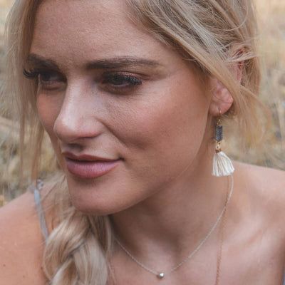 Arrow Drop Tassel Earrings-Earrings-Freya Branwyn