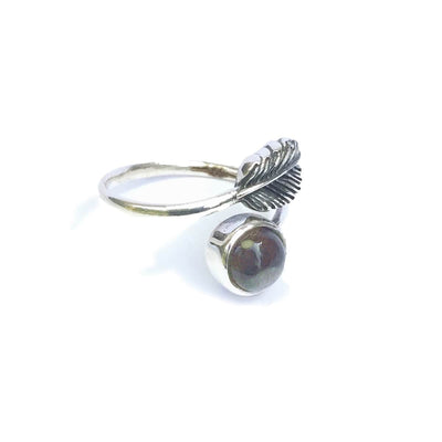 Nyree Ring-Rings-Freya Branwyn Nyree Ring Freya Sterling Sliver Boho Rings Leaf Feather Labradorite Delicate Stylish
