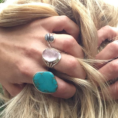 Nyree Ring Freya Sterling Sliver Boho Rings Leaf Feather Labradorite Delicate Stylish Nyree Ring-Rings-Freya Branwyn