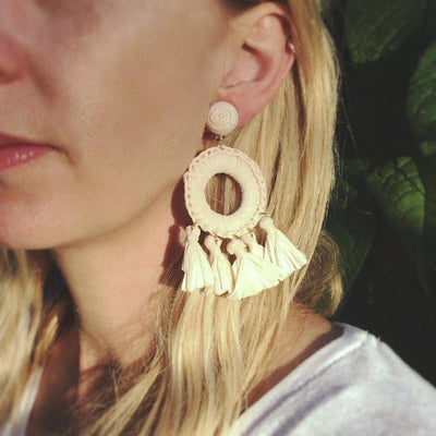 Taini Raffia Earrings-Earrings-Freya Branwyn