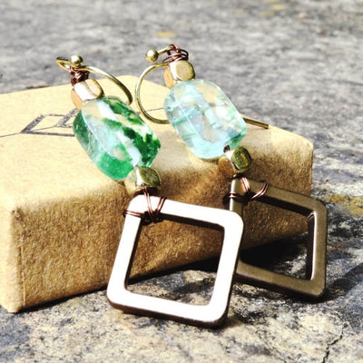 Vintage Natural Stone Drop Earrings-Earrings-Freya Branwyn