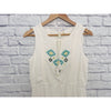 KENZIE White Turquoise Dress Beaded Sz 6 Sleeveless Cotton Lined Boho Western