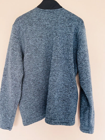 EDDIE BAUER Mens Pullover Sweater/Jacket Sz XL Blue Quarter Zip Cotton Fleece