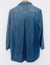 BELLA DAHL Womens Blue Chambray Shirt Sz M Inside Pocket Button Up Preppy Casual