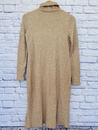 ANN TAYLOR NWT Long Turtleneck Sweater Dress Sz PS Tan Soft Cozy Knit