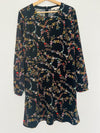 LOFT Floral Long Sleeve MIDI Dress Sz 12 Fit & Flare Zip Closure Boho