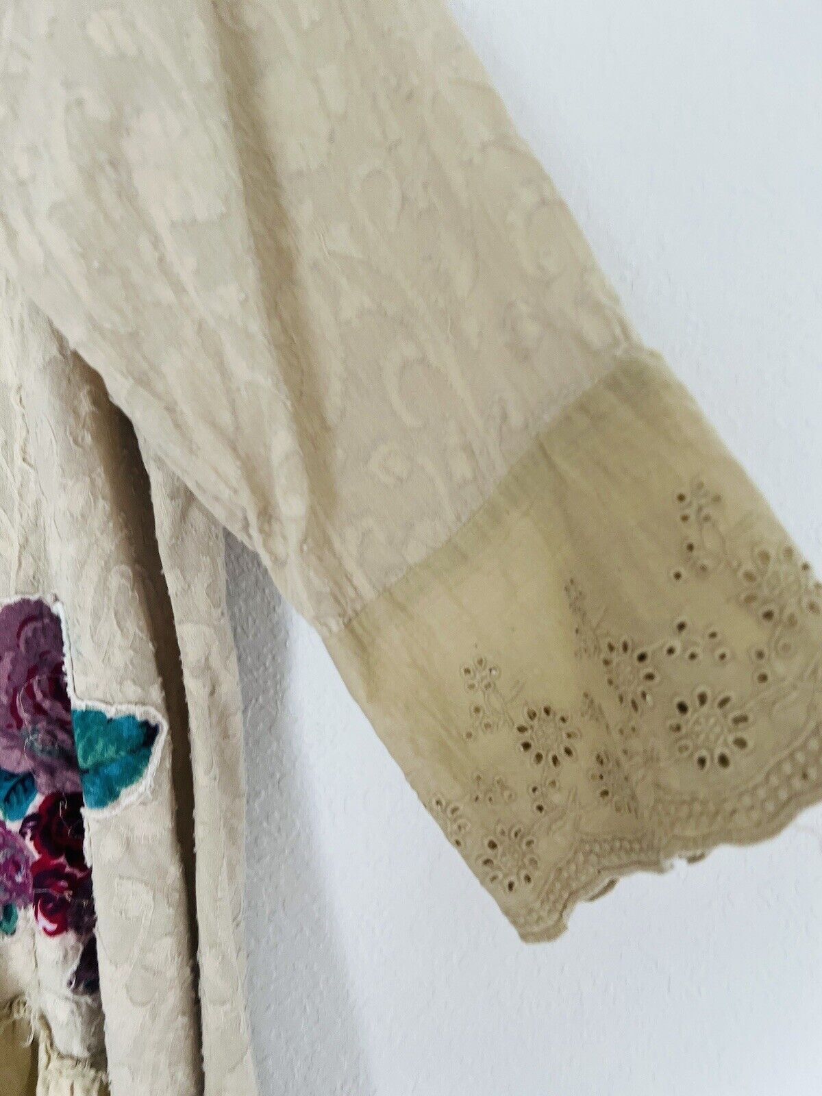 PAPER LACE Floral Design Shirt Jacket Sz 2X Duster Button Ruffle Boho Lagenlook