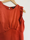 EXPRESS Ruffled Blouse Sz M Rust Color Cropped Zip Open Back
