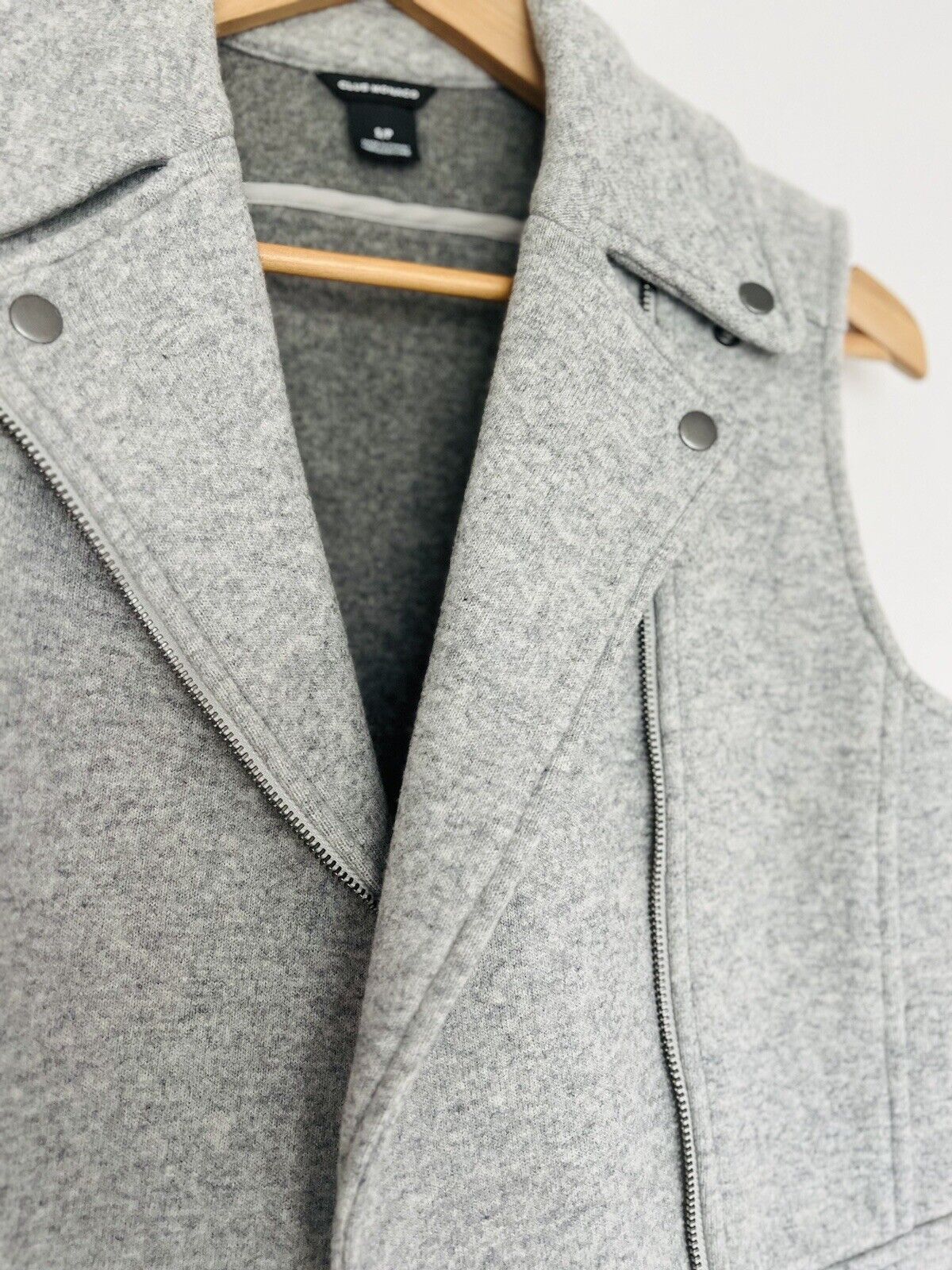 CLUB MONACO Wool Moto Vest Womens S Gray Cropped Biker Asymmetric