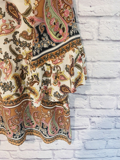 SUZANNE BETRO Floral Tunic Blouse Sz 2X V-Neck Paisley Long Sleeve Top Boho