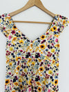 OLD NAVY Tiered Wildflower Floral Fit & Flare Dress Sz  XS Open Back Bow Boho