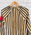 ANTHROPOLOGIE AKEMI+KIN Womens Manuela Blouse Sz S Striped Floral Embroidered