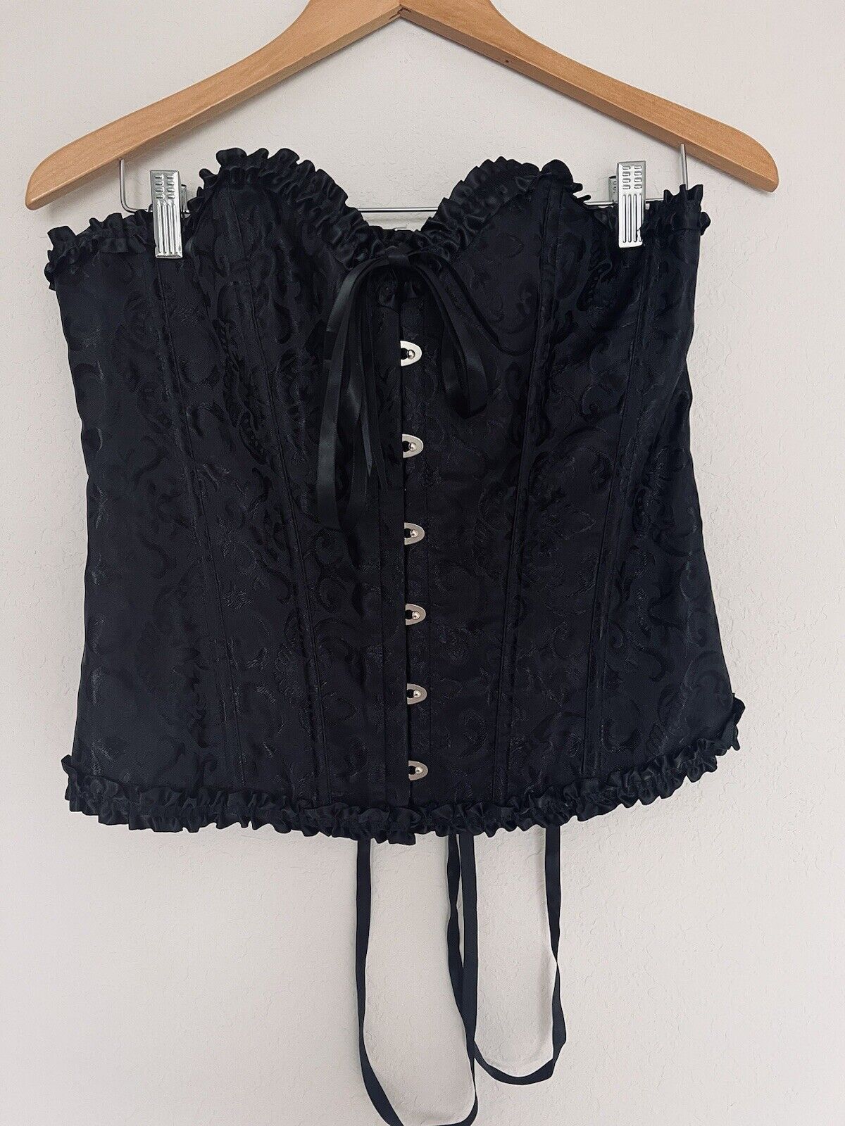 Sexy Black Corset Sz Castle-Core Renaissance Floral  Bustier