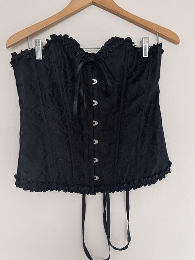 Sexy Black Corset Sz Castle-Core Renaissance Floral  Bustier