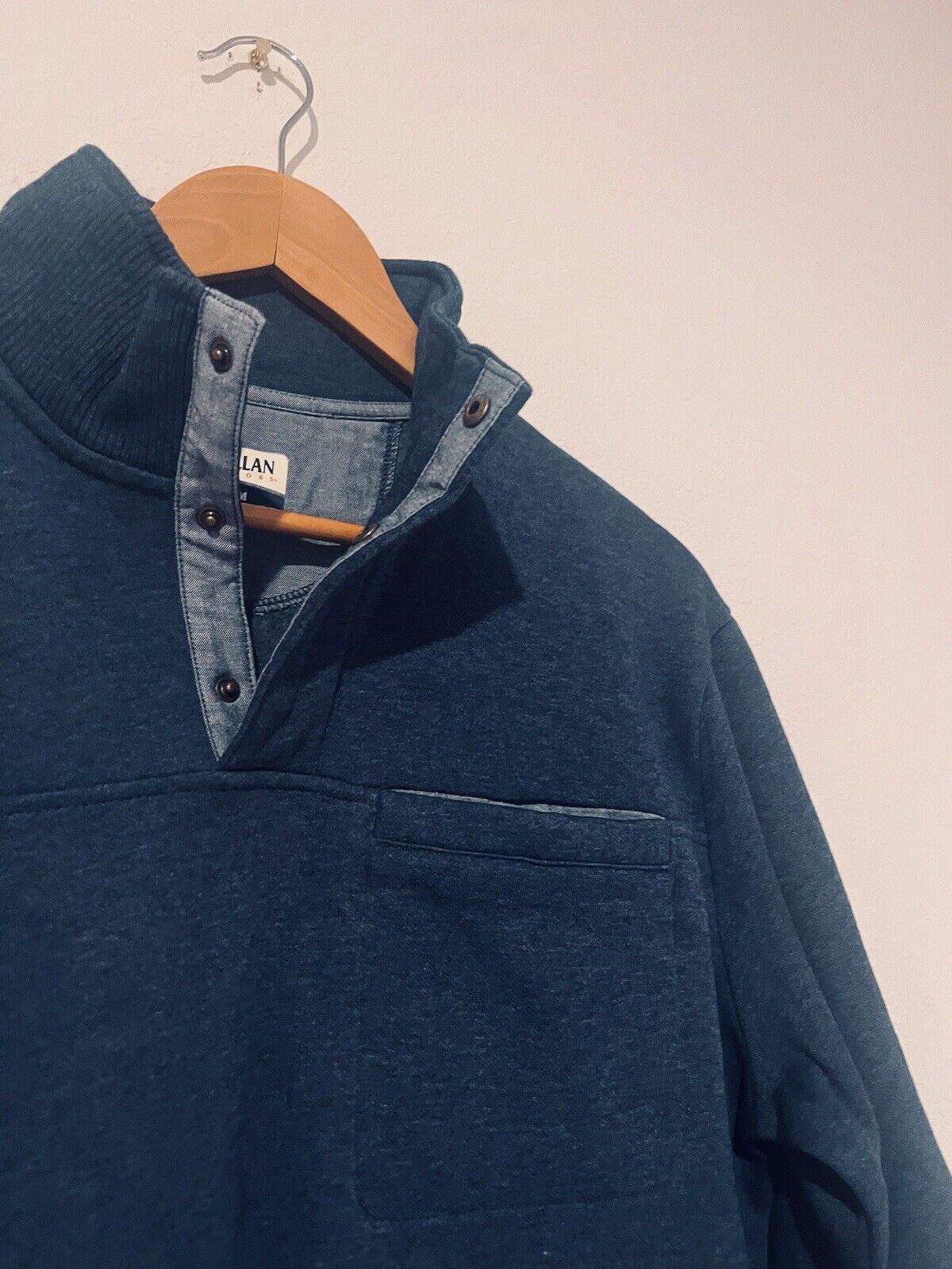 Magellan Mens Campfire Mock Sweater/Jacket Sz M Blue Pullover 1/4 Snap Outdoor