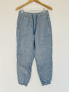 ATHLETA Cabo Linen Jogger Pants Sz 8 Drawstring Chambray Blue Nautical Boho