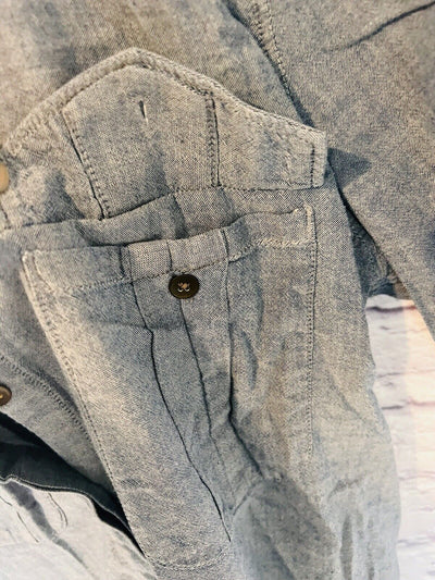 MADEWELL Womens Botton Up Shirt Gray Sz M Short Sleeve Classic Workwear Career