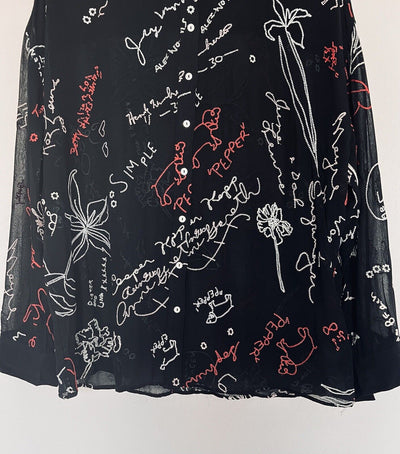 ALLSAINTS Kyra Embroidered Blouse Sz M Black Lightweight Sheer Button Down