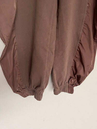 ZARA Womens Elastic Waist Cargo Pants Sz L Brown Parachute Oversized Relaxed Fit