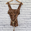 Who What Wear Womens Large Animal Floral Print Button-Front Tank Top Belted