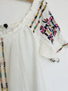 ANTHROPOLOGIE AKEMI + Kim Floral Embroidered Blouse Sz 6 Top Button Accents Boho