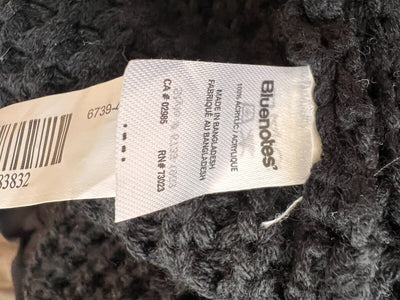 BLUENOTES Black Cardigan Sz S Open Front Chunky Open Knit Sweater Cozy Warm
