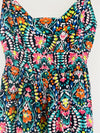OLD NAVY Midi Floral Multi-Color Dress L Back Hi-Low Hem Smock Empire Waist