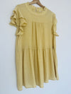 JODIFL Tiered Frilly Tunic Dress Sz 2X Mustard Color Ruffle Sleeves Collar Boho