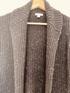 J. Jill Speckled Open Front Cardigan Sweater Sz S Brown Lambs Wool Pockets Boho
