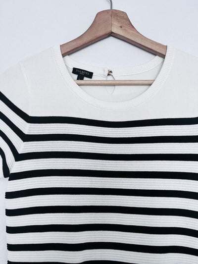 TALBOTS Black White Dress Sz S Petite Knit Short Sleeve Minimalist NWOT