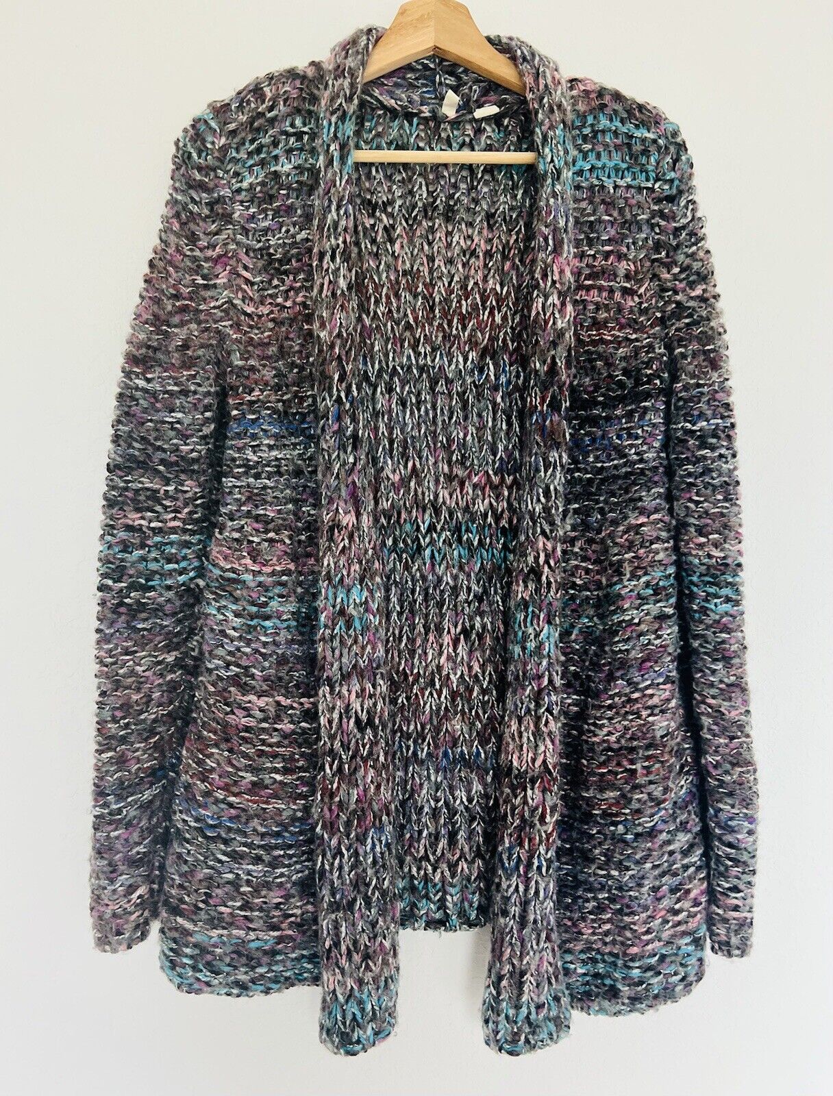 ANTHROPOLOGIE Moth Ella Marled Chunky Knit Cardigan Sweater Sz S Boho