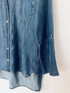 BELLA DAHL Womens Blue Chambray Shirt Sz M Inside Pocket Button Up Preppy Casual
