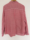 CHARTER CLUB 100% Linen Geometric Top Sz XL Long Sleeve Botton Up Red Shirt