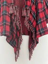 UMGEE Flannel Plaid Cardigan Sz L Open Waterfall Roll Tab Sleeves Boho Western