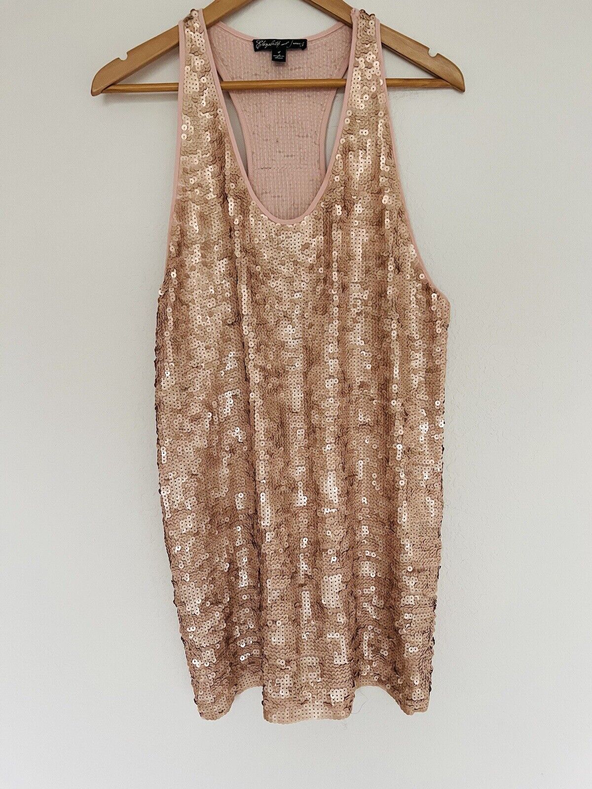 Elizabeth and James Tank Dress Sz 4 Rose Gold Sequins Above Knee Small Night Out