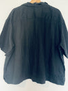 H&M Shirt Women XL Button Down Linen Boxy Pocket Black Minimalist