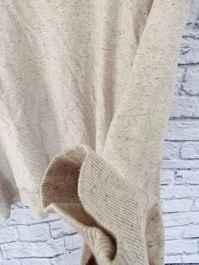 DEMOCRACY Womens Sweatshirt Sz 2X Tan Sheer Shoulder Detail Artsy Relaxed