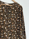 KNOX ROSE Floral Pullover Blouse Sz XL Tie Neck Long Sleeve Tunic Top Boho