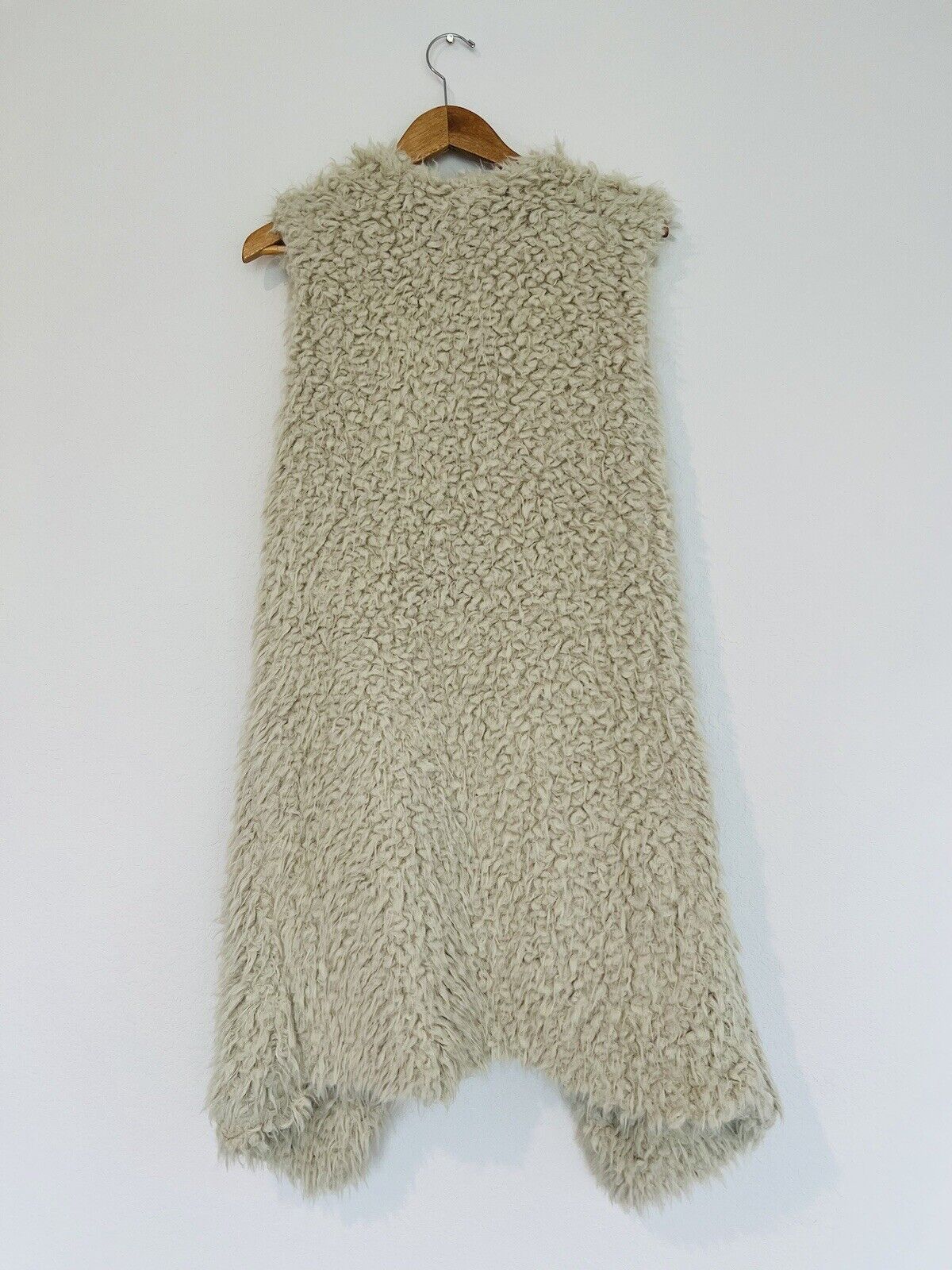 Unbranded Jacket Faux shaggy Sherpa Fur Vest Waterfall Front Sleeveless Lined